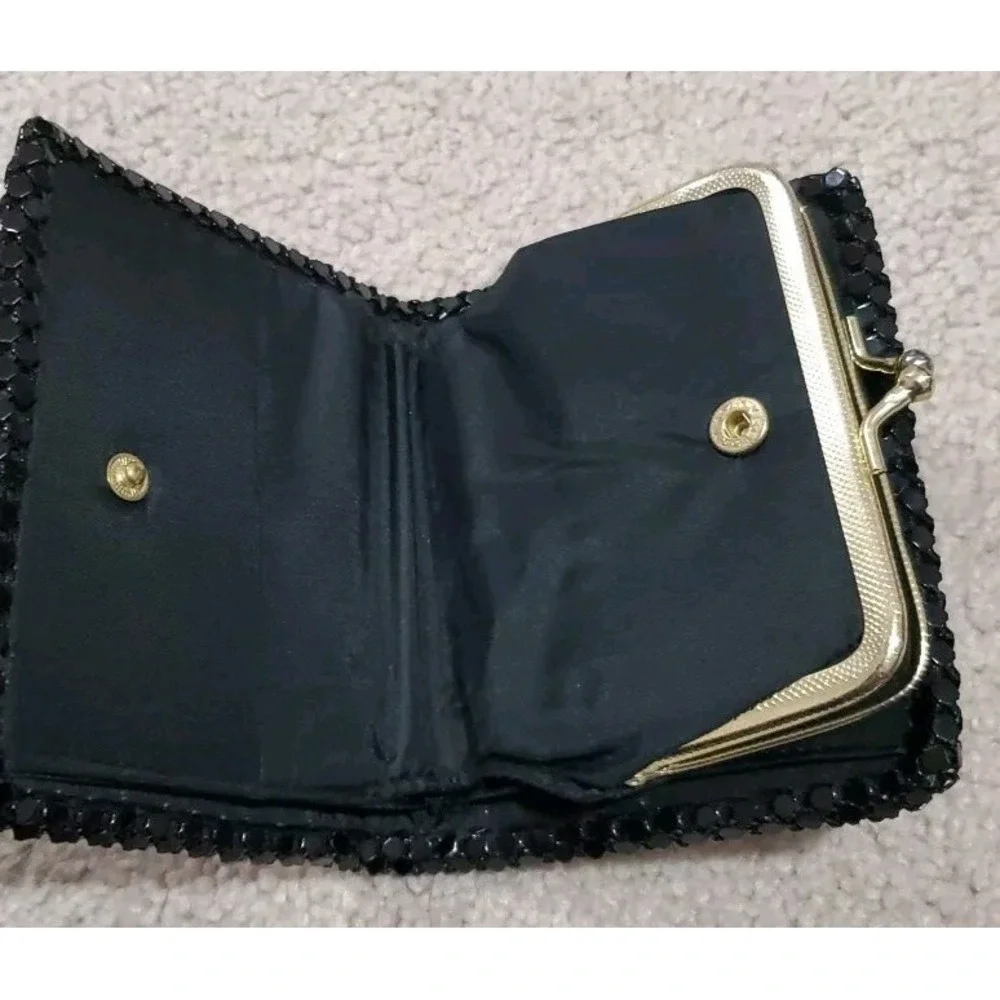 Vintage Black Aluminum Mesh Evening Bag Crossbody Clutch Purse Wallet/Coin Purse